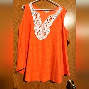 NWT....Stem & Vein 1X orange tank top.  Brand new, never worn